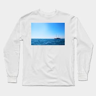 View from Tremiti Islands at the Adriatic Sea and a boat Long Sleeve T-Shirt